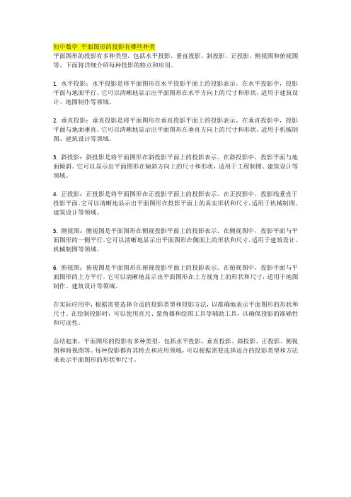 初中数学 平面图形的投影有哪些种类