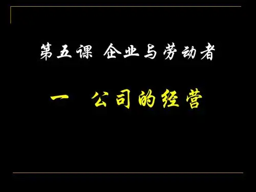 高中政治经济生活第五课5.1公司的经营.