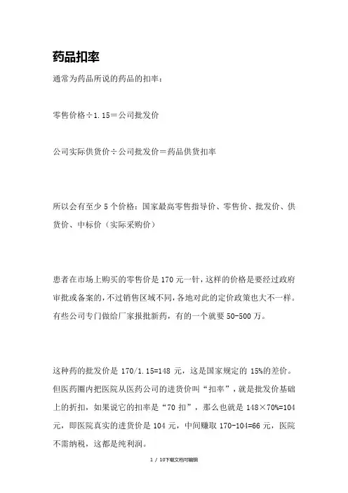 药品扣率
