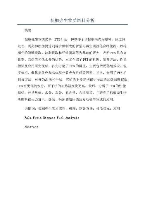 棕榈壳生物质燃料分析