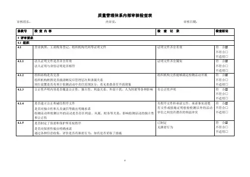 机动车安全技术检测站内部审核检查表(2016年8月实施最新版)全解