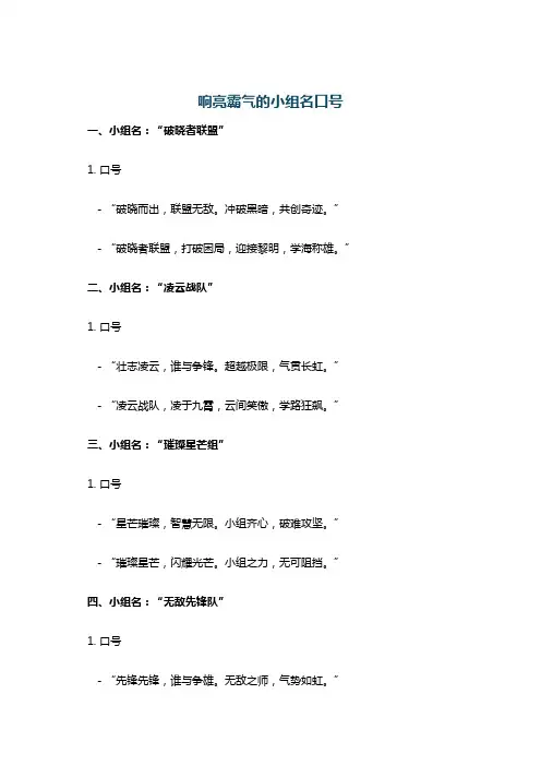 响亮霸气的小组名口号
