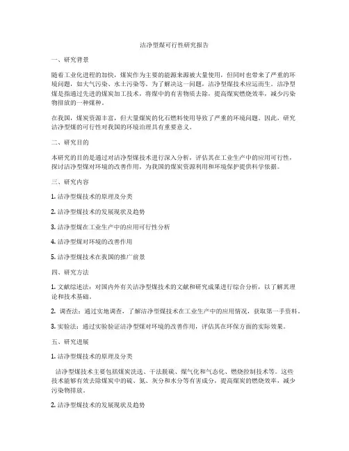 洁净型煤可行性研究报告