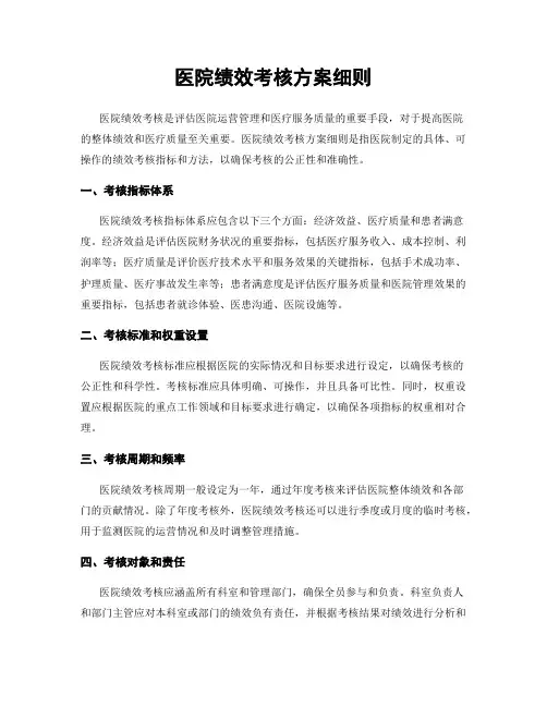 医院绩效考核方案细则