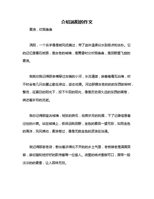 介绍涡阳的作文