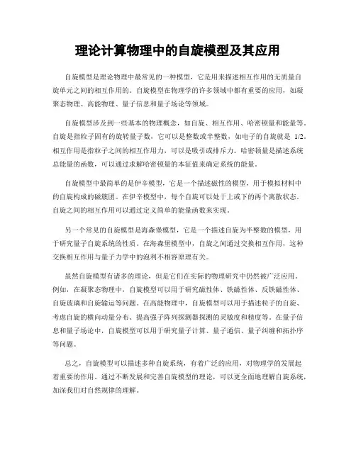 理论计算物理中的自旋模型及其应用
