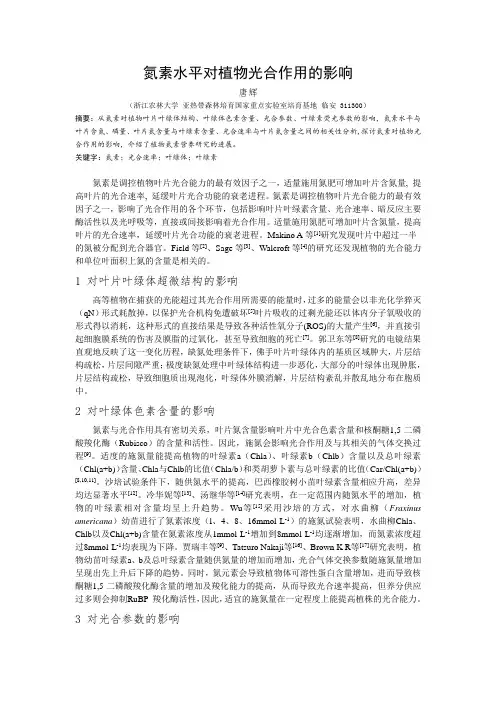 氮素水平对植物光合作用的影响