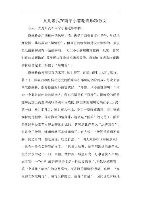 女儿带我在南宁小巷吃螺蛳粉散文