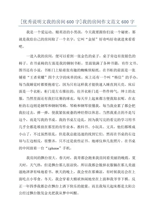 [优秀说明文我的房间600字]我的房间作文范文600字