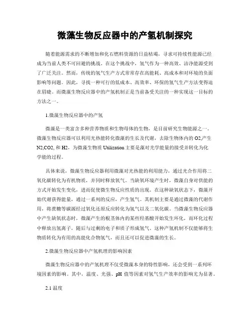 微藻生物反应器中的产氢机制探究