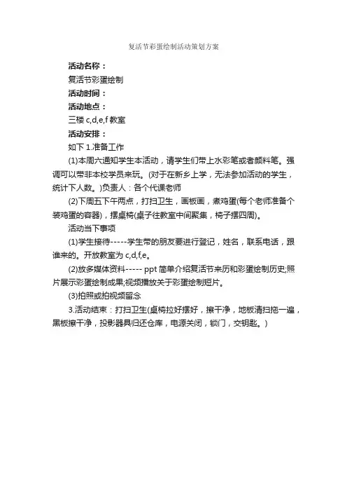 复活节彩蛋绘制活动策划方案_策划方案_