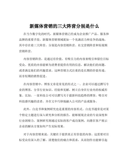 新媒体营销的三大阵营分别是什么