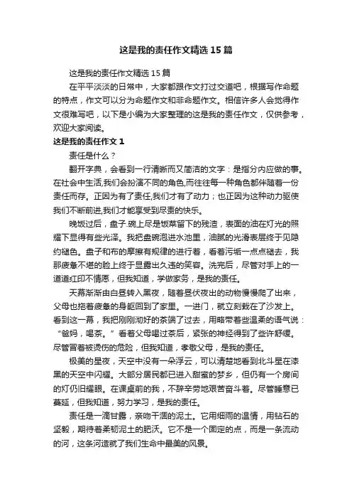 这是我的责任作文精选15篇