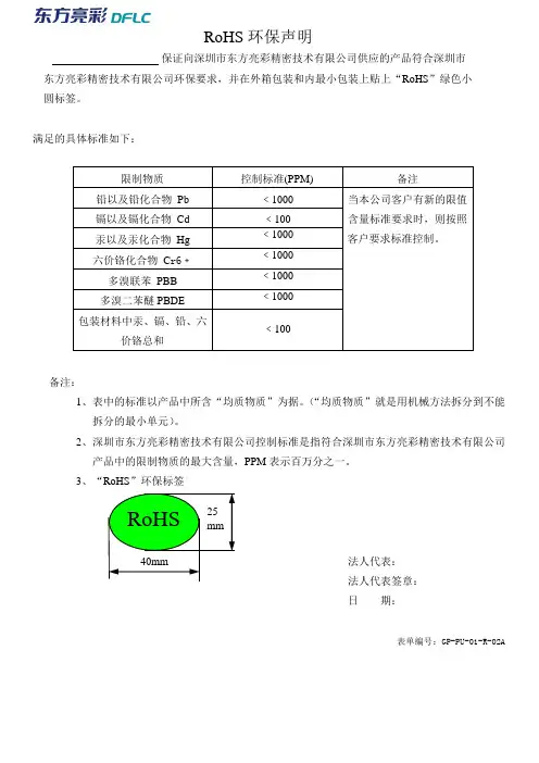 RoHS环保声明