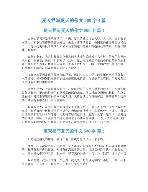 夏天描写夏天的作文500字4篇