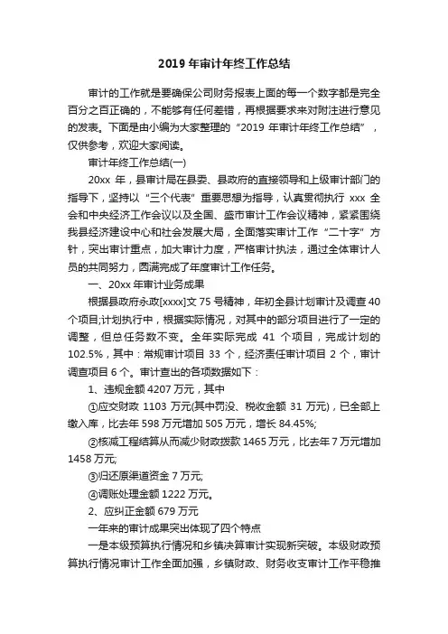 2019年审计年终工作总结