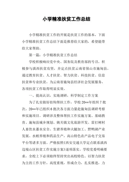 小学精准扶贫工作总结