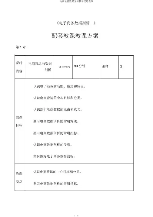 电商运营数据分析教学优选教案