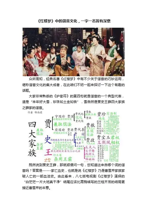《红楼梦》中的谐音文化，一字一名皆有深意