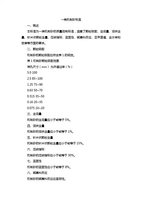 一类机制砂标准