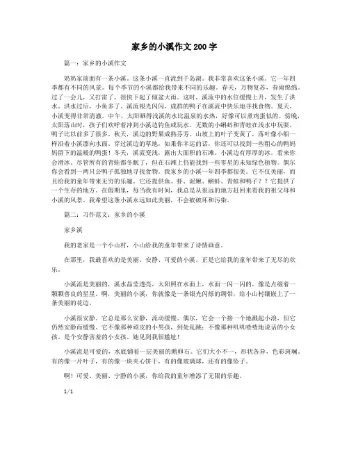 家乡的小溪作文200字