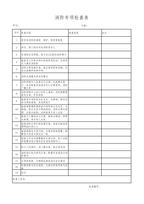 专项安全检查表模版