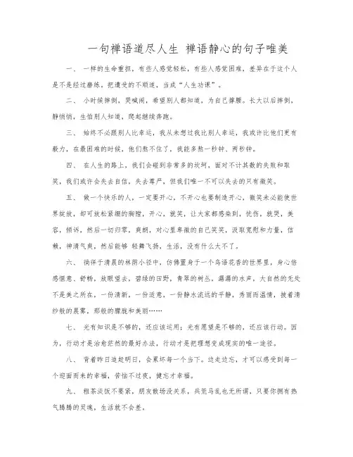 一句禅语道尽人生 禅语静心的句子唯美