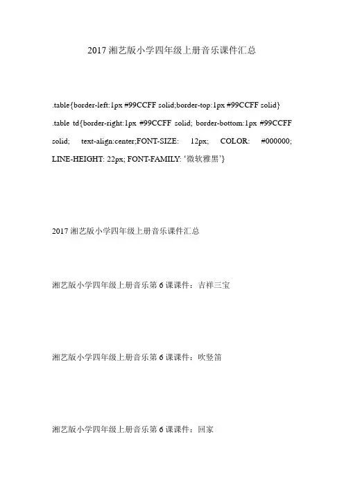 2017湘艺版小学四年级上册音乐课件汇总.doc