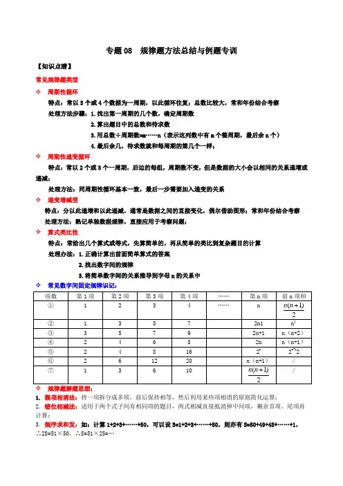 专题08规律题方法总结与例题专训(原卷版)