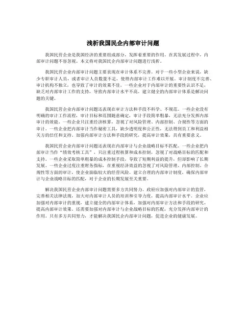 浅析我国民企内部审计问题