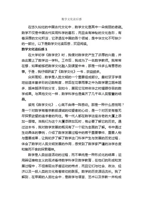 数学文化读后感