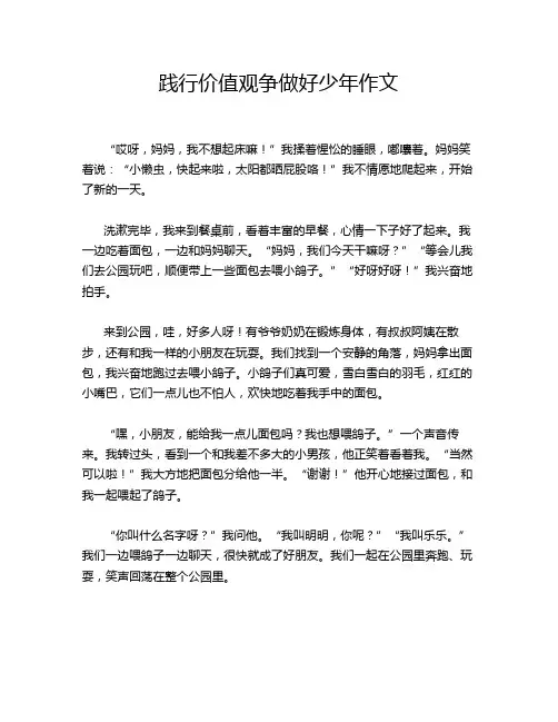 践行价值观争做好少年作文