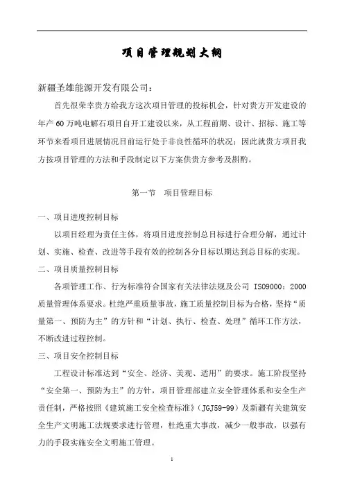 (完整word版)项目管理规划大纲