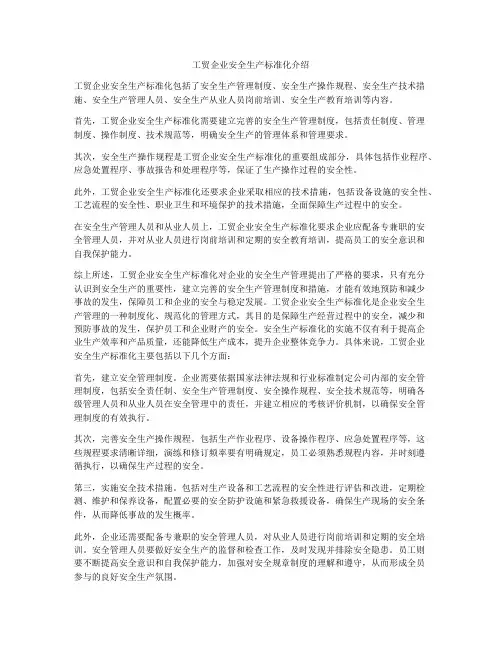 工贸企业安全生产标准化介绍