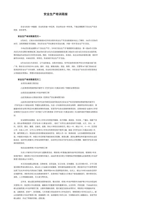 安全生产培训简报