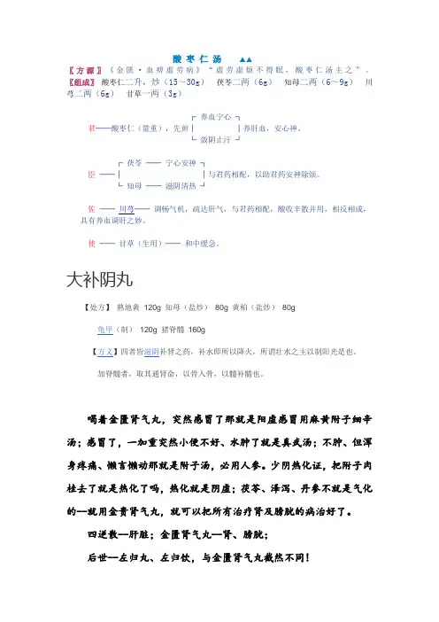 酸 枣 仁 汤▲▲