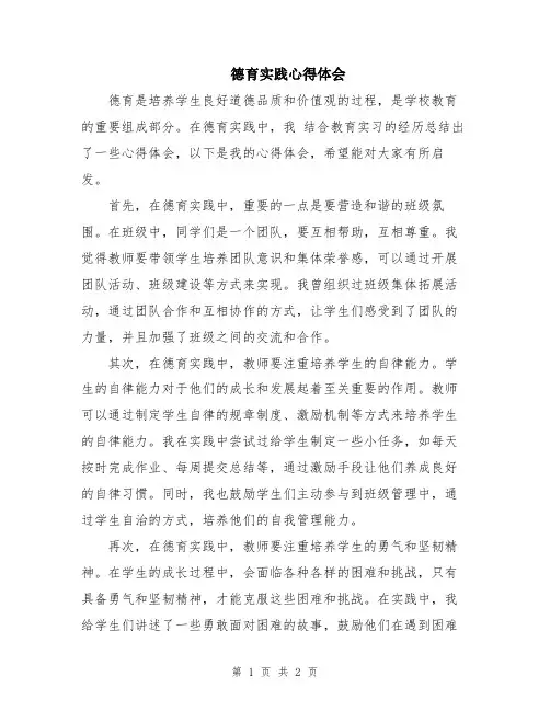 德育实践心得体会