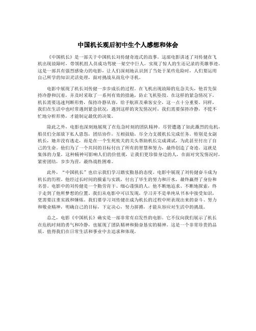 中国机长观后初中生个人感想和体会
