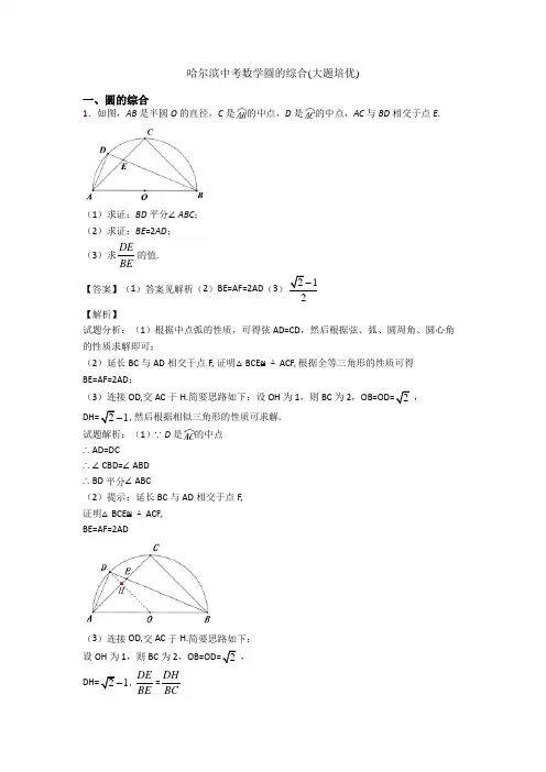 哈尔滨中考数学圆的综合(大题培优)