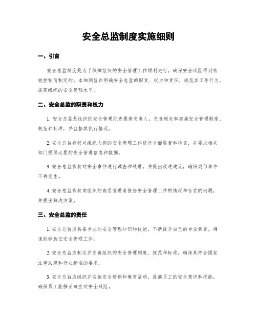 安全总监制度实施细则