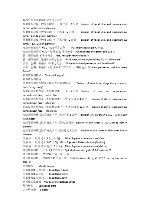 骨科外科手术名称目录中英文对照