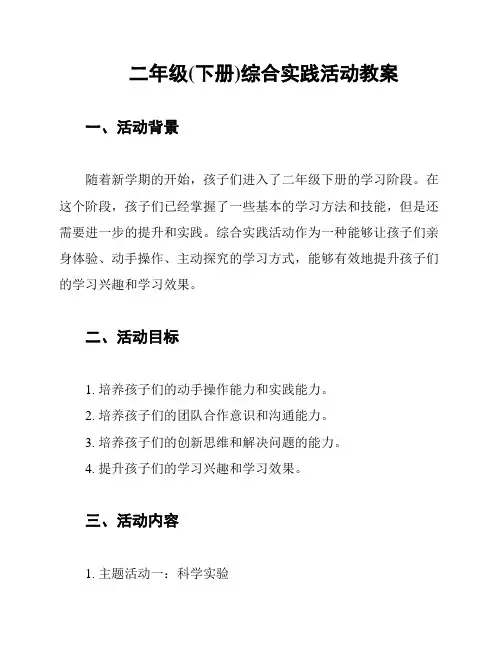 二年级(下册)综合实践活动教案
