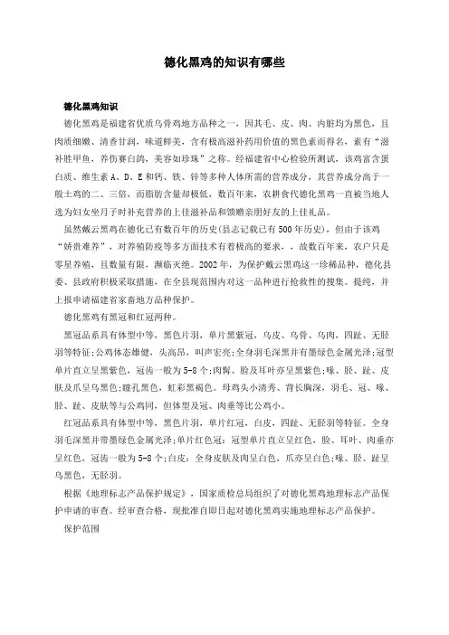 德化黑鸡的知识