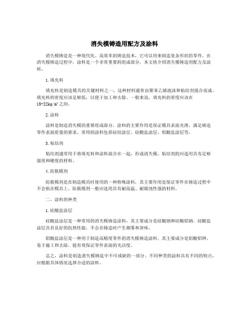 消失模铸造用配方及涂料