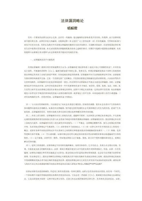 法律漏洞略论