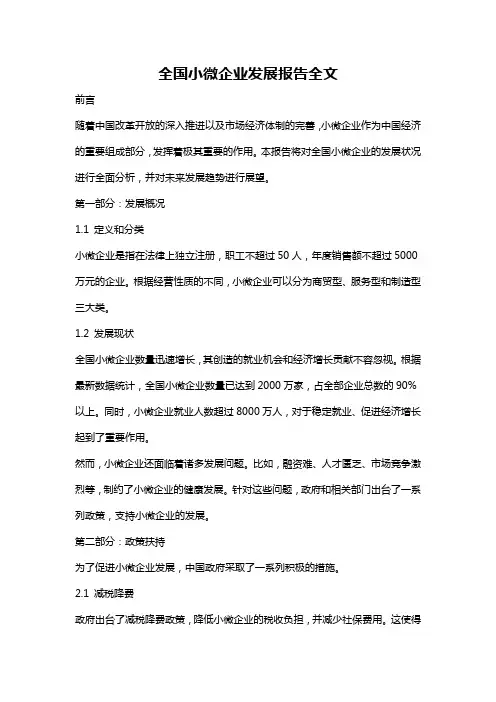 全国小微企业发展报告全文