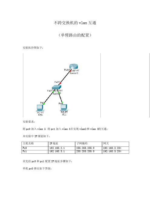 单一交换机vlan配置及单臂路由的配置