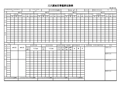 泵站日常值班记录表