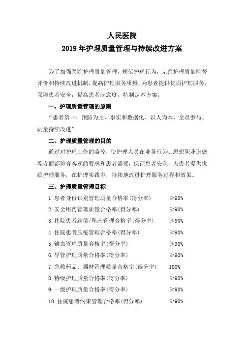 2019年护理质控方案