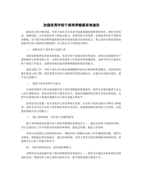 加强优秀年轻干部培养锻炼有效途径